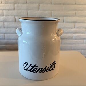 Utensil Holder - White Ceramic